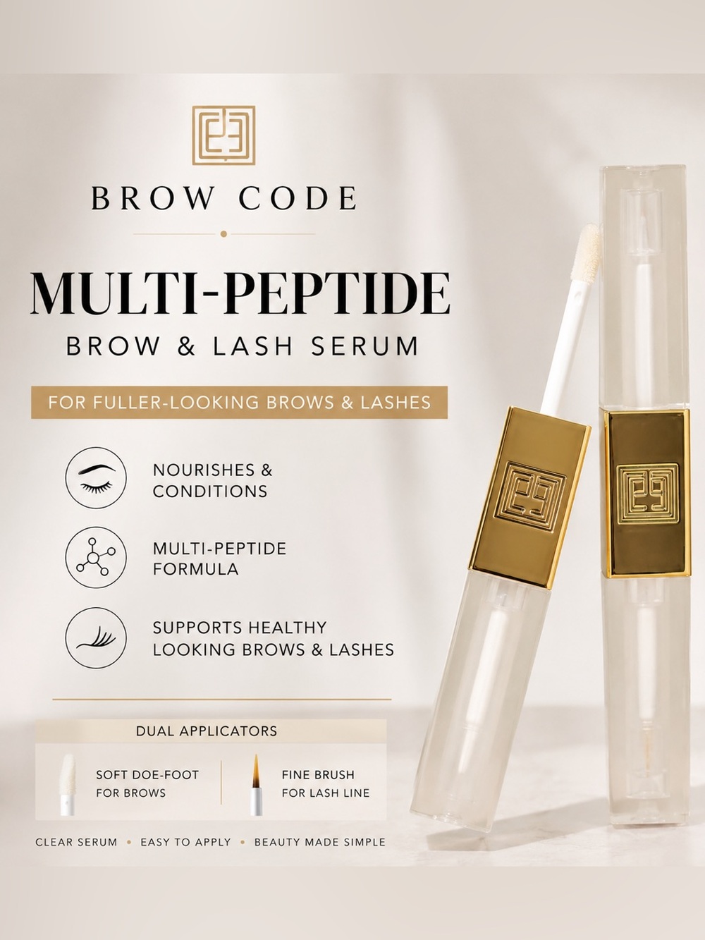 BROW CODE Multi-Peptide Brow & Lash Growth Serum - NIB